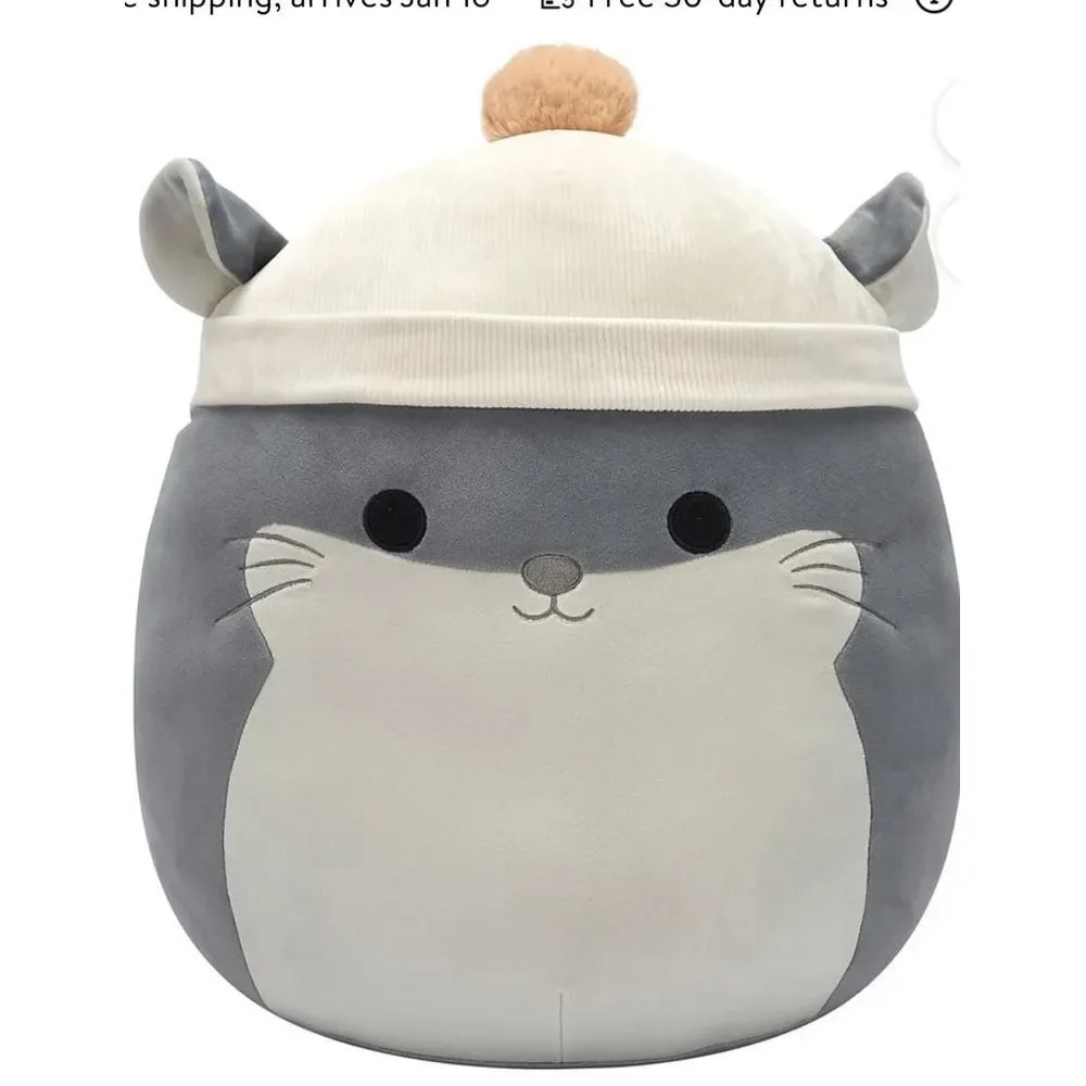 Squishmallows 18 Inch Camilo The Grey Chinchilla With Beanie‎  Christmas 2024